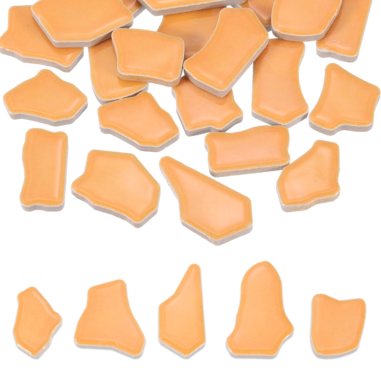 Uxcell 500g/1.1LB Irregular Ceramics Mosaic Tiles, 0.79"-1.57" Mosaic Stained Tile Broken Porcelain Pieces Stones Bulk for DIY Craft Making Vases Home Decoration, Orange