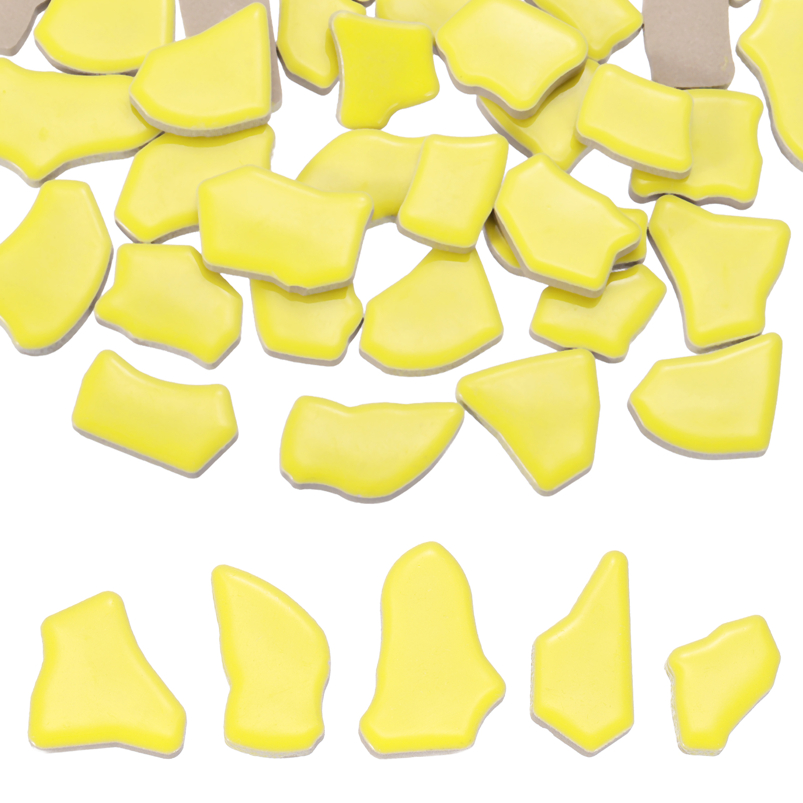 Uxcell 500g/1.1LB Irregular Ceramics Mosaic Tiles, 0.79"-1.57" Mosaic Stained Tile Broken Porcelain Pieces Stones Bulk for DIY Craft Making Vases Home Decoration, Lemon Yellow