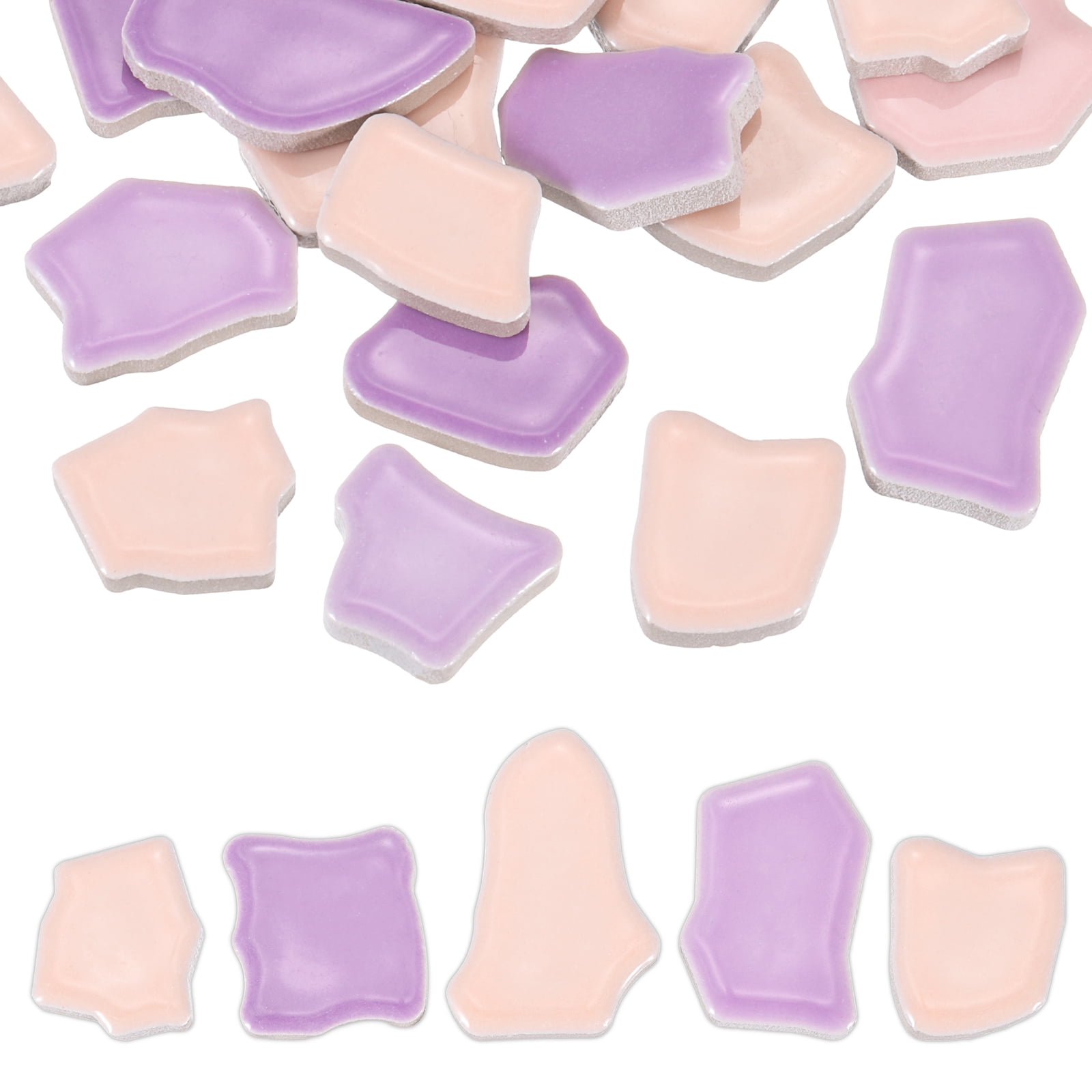 Uxcell 500g/1.1LB Irregular Ceramics Mosaic Tiles, 0.79"-1.57" Mosaic Stained Tile Broken Porcelain Pieces Stones Bulk for DIY Craft Making Vases Home Decoration, Purple Pink