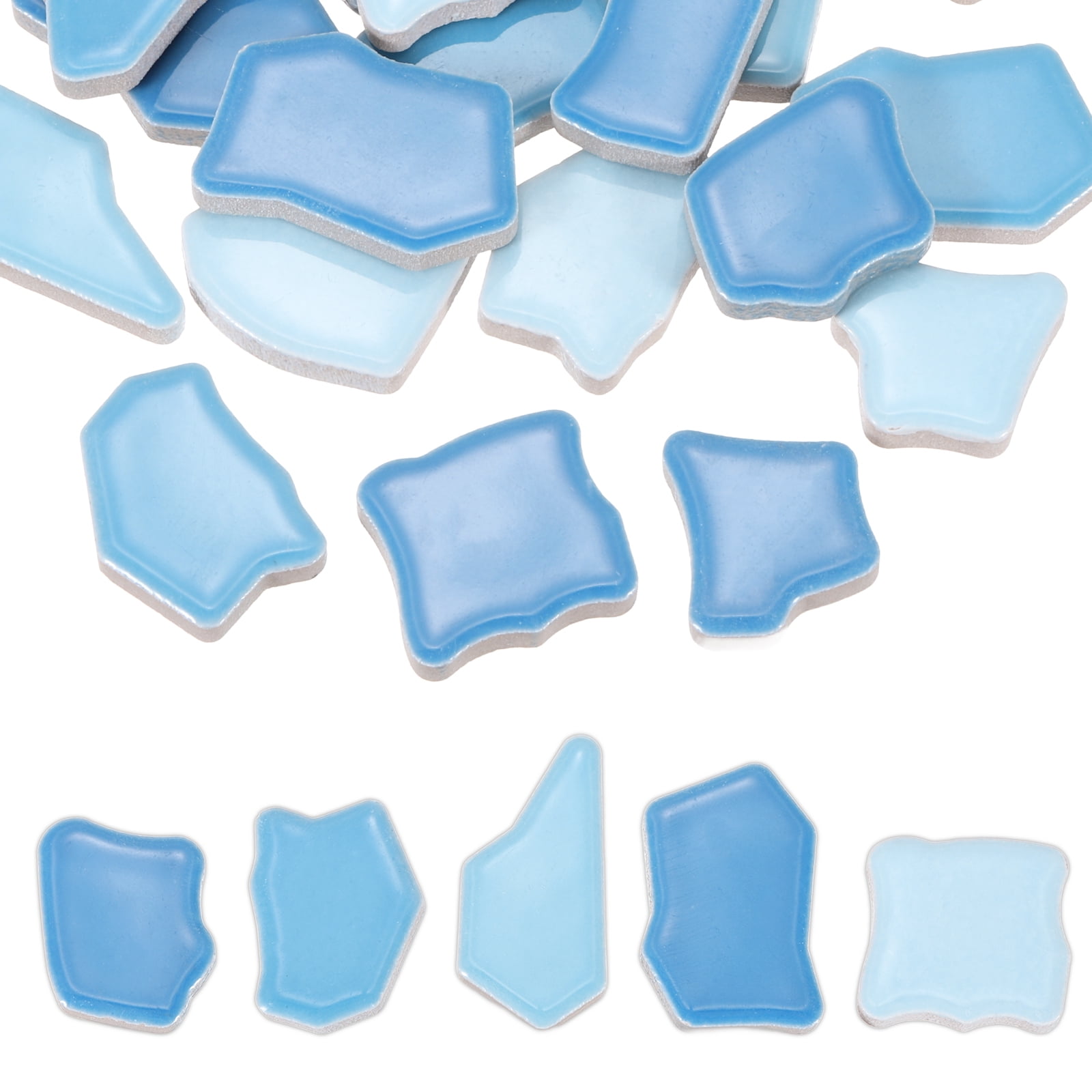 Uxcell 500g/1.1LB Irregular Ceramics Mosaic Tiles, 0.79"-1.57" Mosaic Stained Tile Broken Porcelain Pieces Stones Bulk for DIY Craft Making Vases Home Decoration, Blue Series