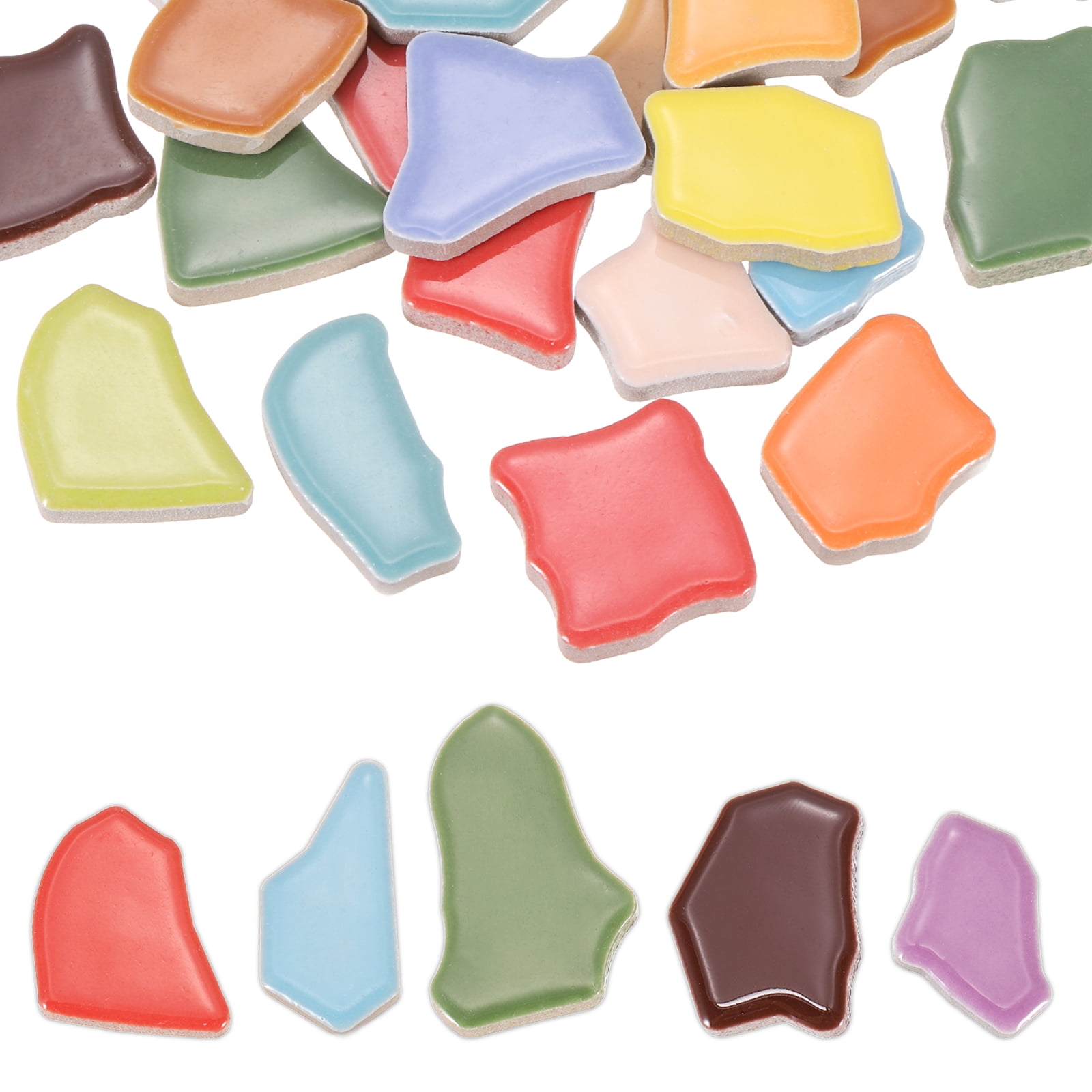 Uxcell 500g/1.1LB Irregular Ceramics Mosaic Tiles, 0.79"-1.57" Mosaic Stained Tile Broken Porcelain Pieces Stones Bulk for DIY Craft Making Vases Home Decoration, Mixed Colors