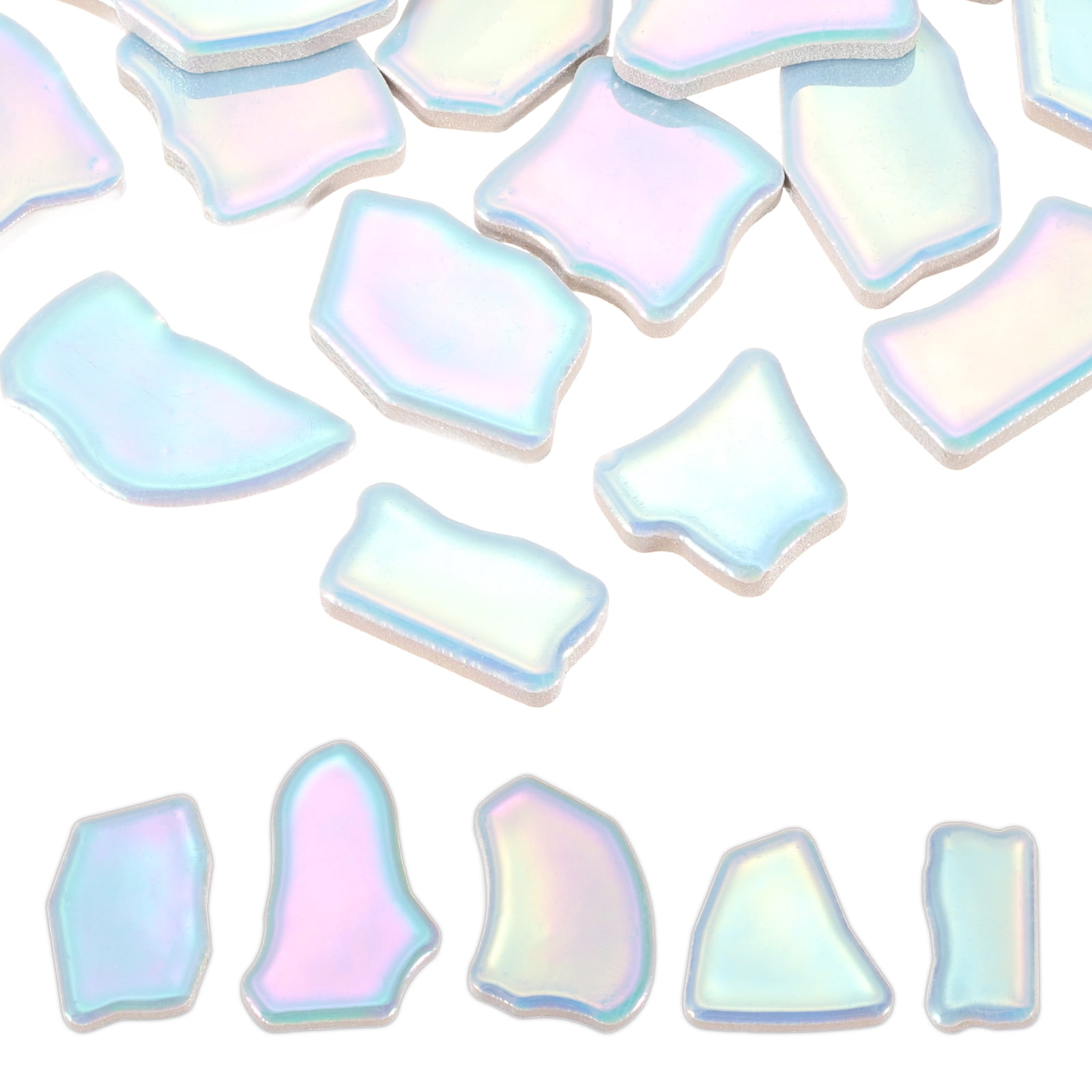 Uxcell 500g/1.1LB Irregular Ceramics Mosaic Tiles, 0.79"-1.57" Mosaic Stained Tile Broken Porcelain Pieces Stones Bulk for DIY Craft Making Vases Home Decoration, Shiny Blue