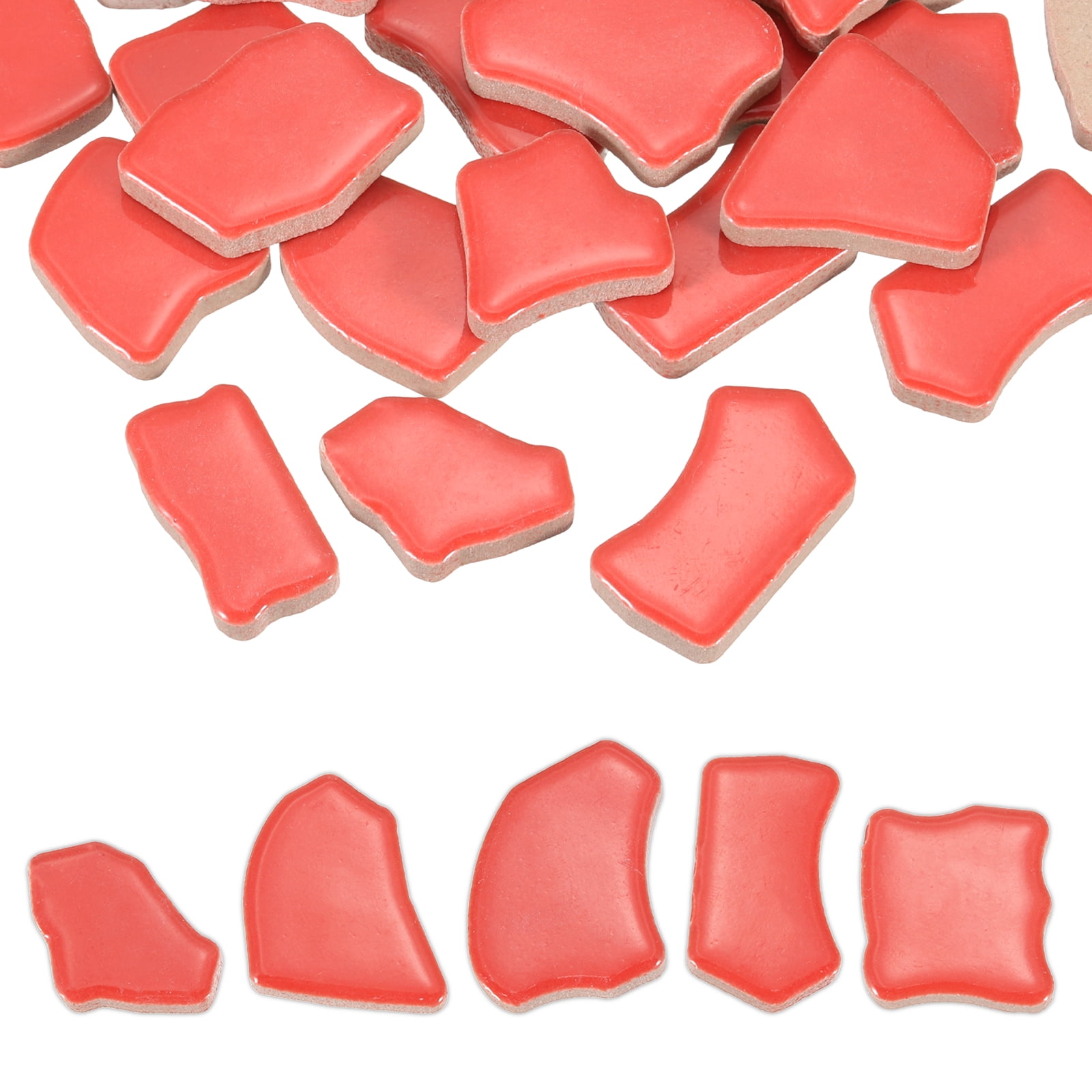 Uxcell 500g/1.1LB Irregular Ceramics Mosaic Tiles, 0.79"-1.57" Mosaic Stained Tile Broken Porcelain Pieces Stones Bulk for DIY Craft Making Vases Home Decoration, Red
