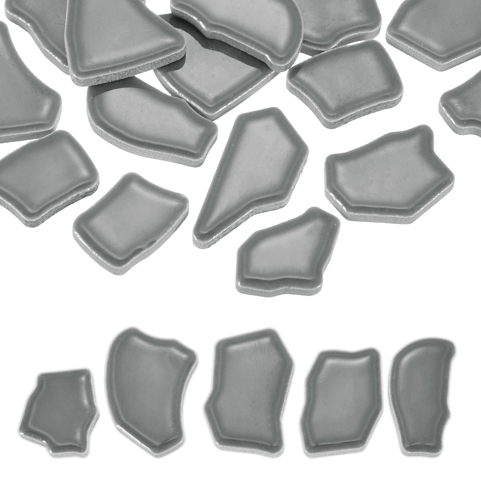 Uxcell 500g/1.1LB Irregular Ceramics Mosaic Tiles, 0.79"-1.57" Mosaic Stained Tile Broken Porcelain Pieces Stones Bulk for DIY Craft Making Vases Home Decoration, Gray