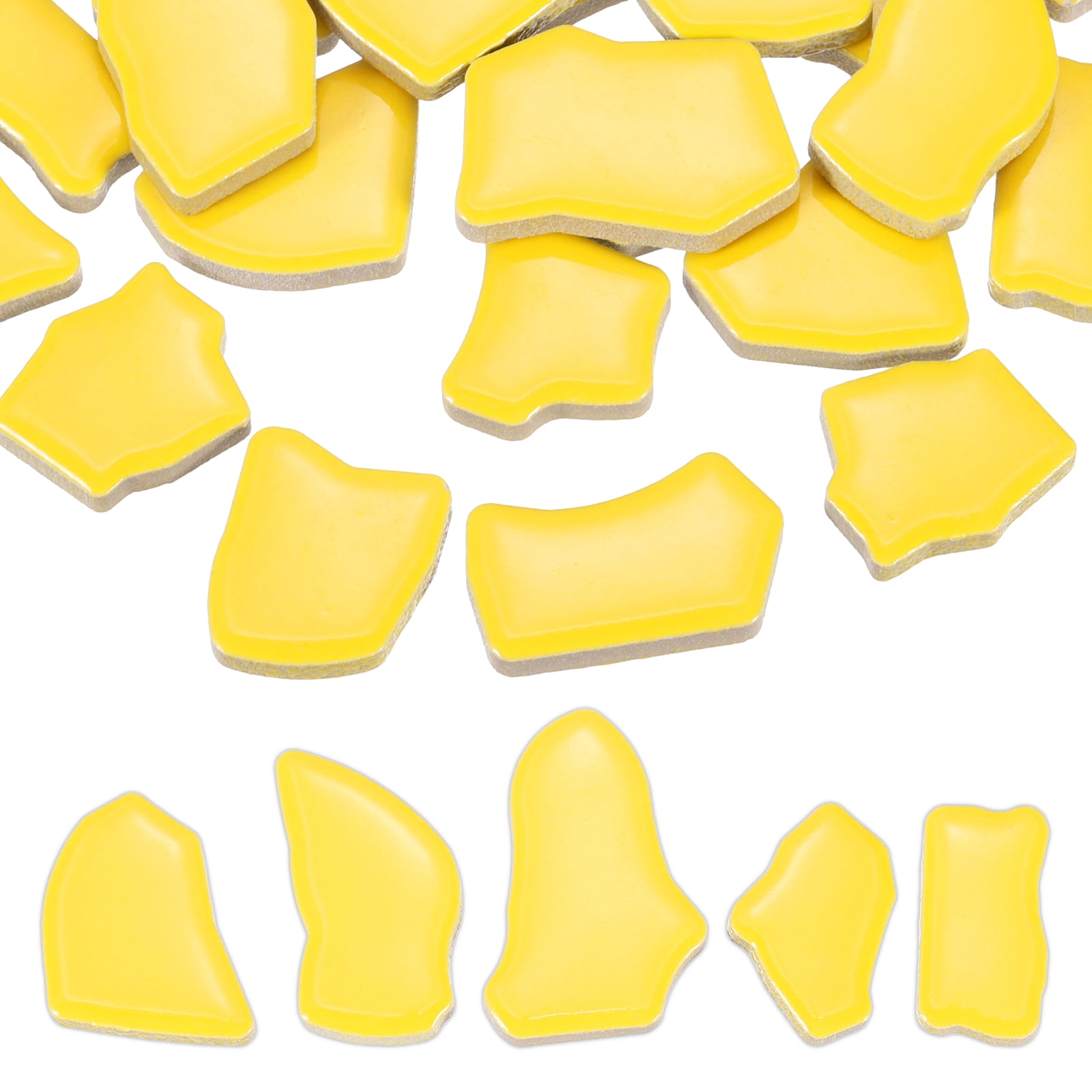 Uxcell 500g/1.1LB Irregular Ceramics Mosaic Tiles, 0.79"-1.57" Mosaic Stained Tile Broken Porcelain Pieces Stones Bulk for DIY Craft Making Vases Home Decoration, Yellow