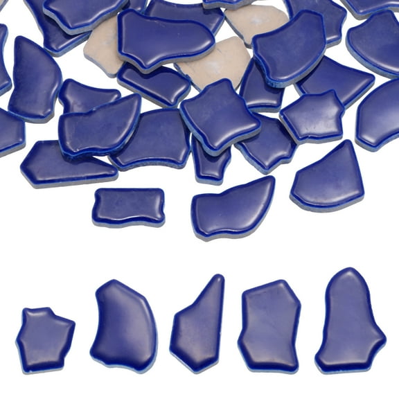 Uxcell 500g/1.1LB Irregular Ceramics Mosaic Tiles, 0.79"-1.57" Mosaic Stained Tile Broken Porcelain Pieces Stones Bulk for DIY Craft Making Vases Home Decoration, Deep Blue
