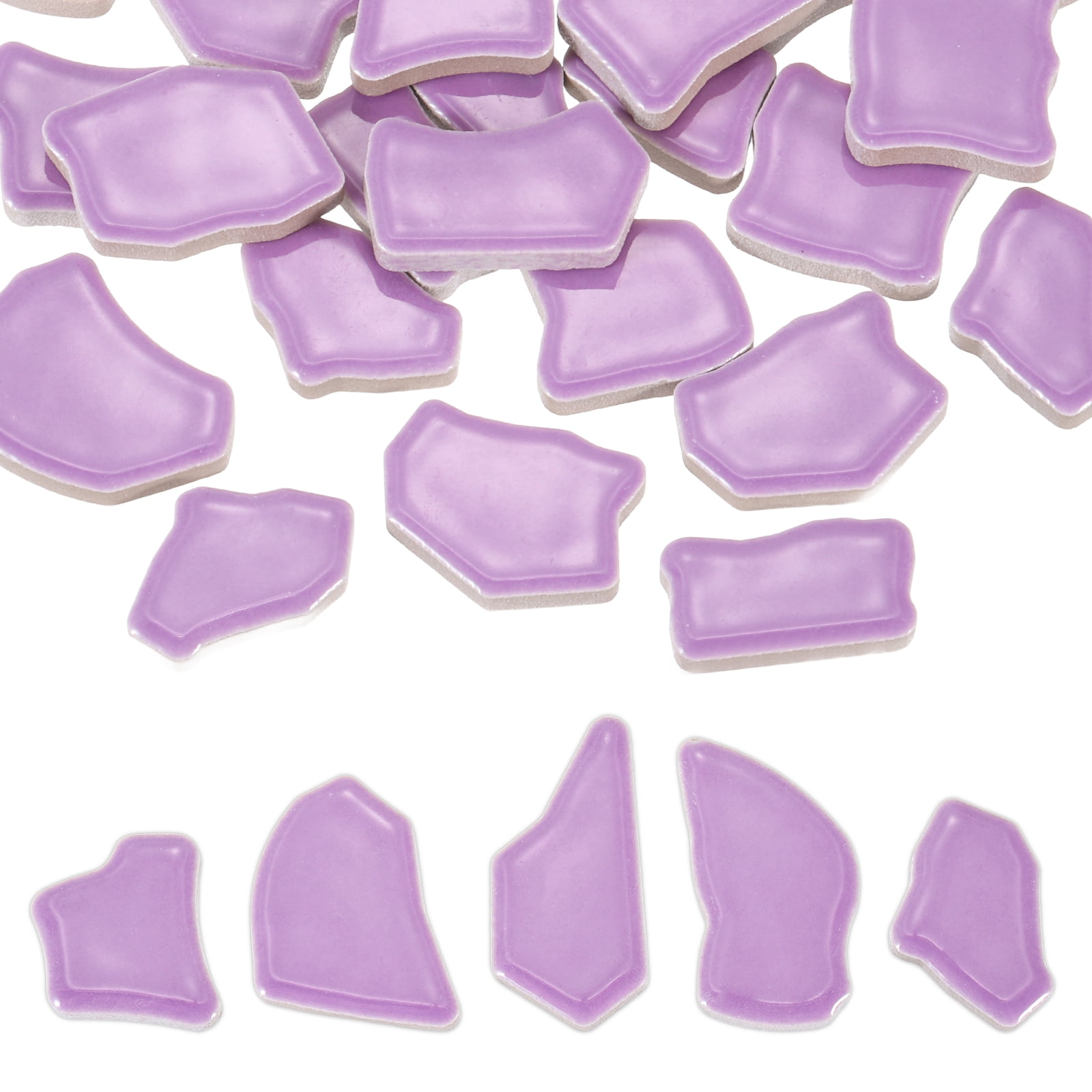 Uxcell 500g/1.1LB Irregular Ceramics Mosaic Tiles, 0.79"-1.57" Mosaic Stained Tile Broken Porcelain Pieces Stones Bulk for DIY Craft Making Vases Home Decoration, Purple