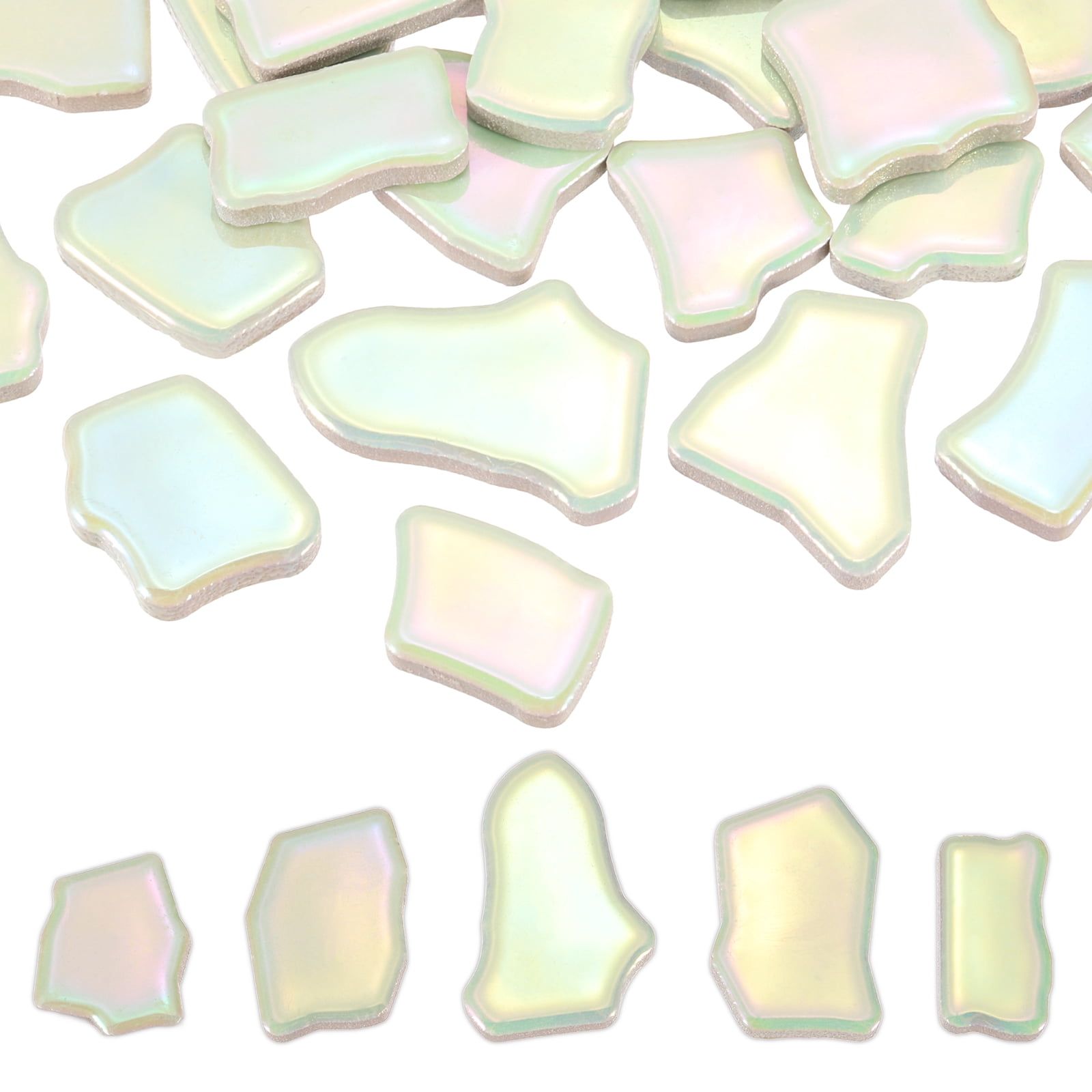 Uxcell 500g/1.1LB Irregular Ceramics Mosaic Tiles, 0.79"-1.57" Mosaic Stained Tile Broken Porcelain Pieces Stones Bulk for DIY Craft Making Vases Home Decoration, Shiny Green