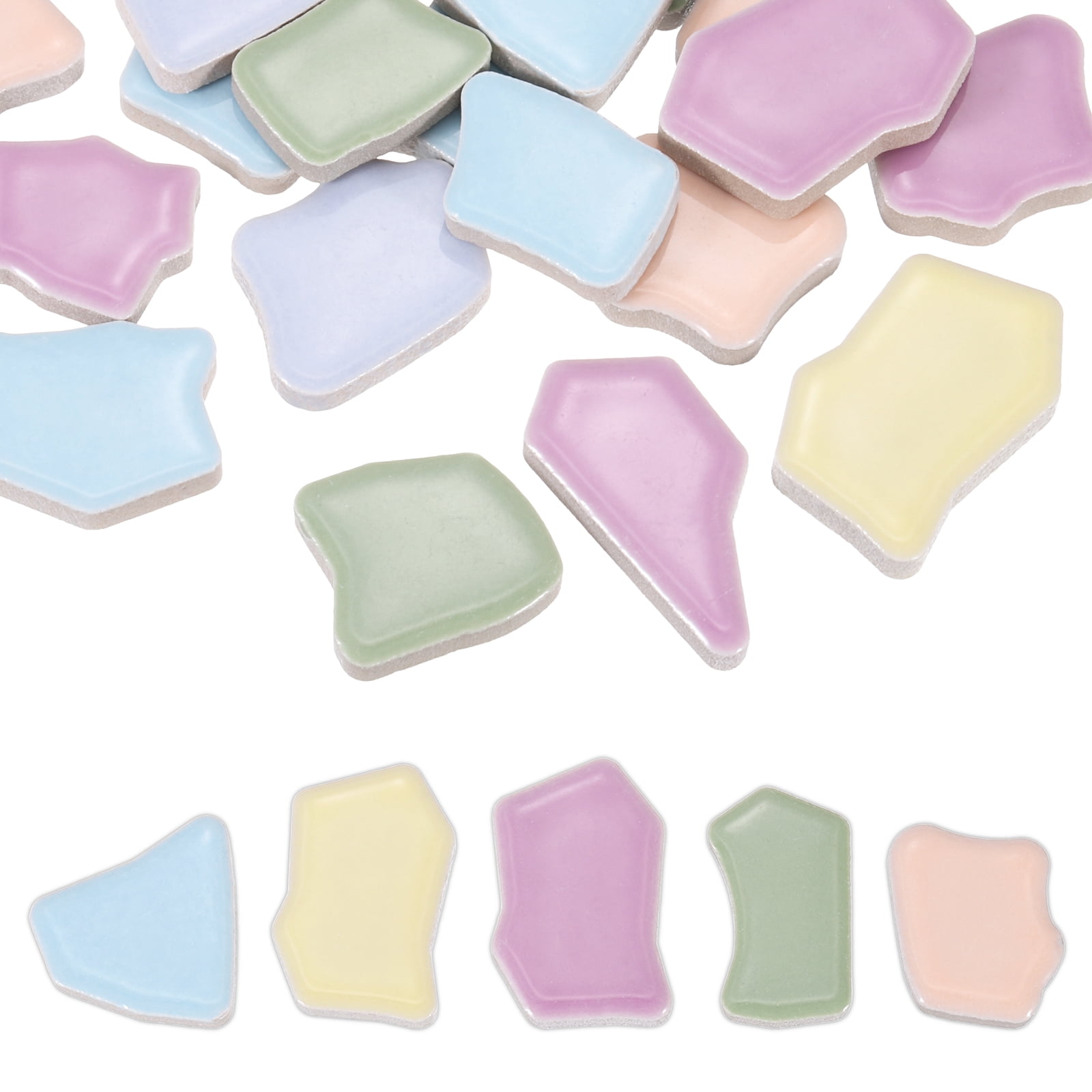 Uxcell 500g/1.1LB Irregular Ceramics Mosaic Tiles, 0.79"-1.57" Mosaic Stained Tile Broken Porcelain Pieces Stones Bulk for DIY Craft Making Vases Home Decoration, Light Color Series