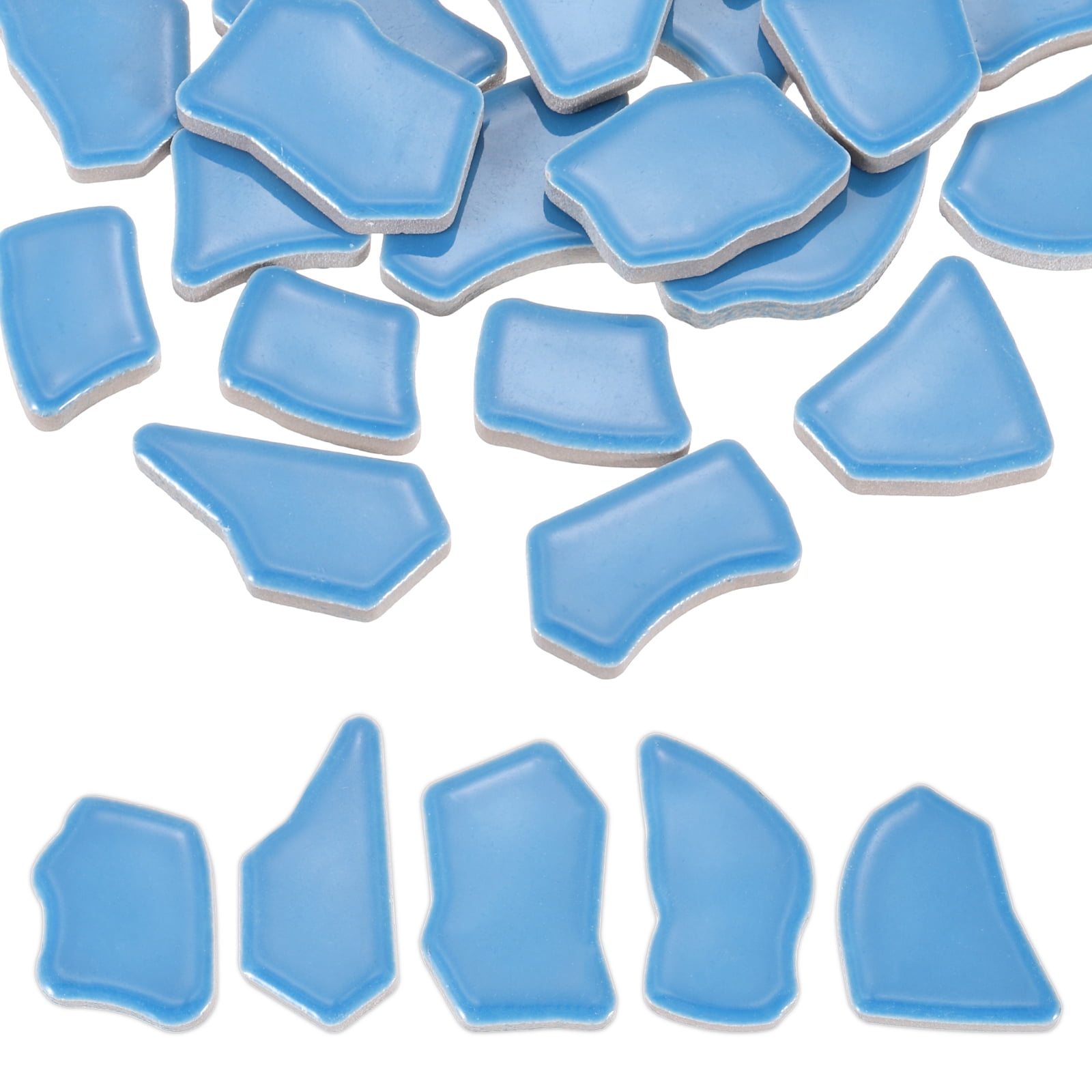 Uxcell 500g/1.1LB Irregular Ceramics Mosaic Tiles, 0.79"-1.57" Mosaic Stained Tile Broken Porcelain Pieces Stones Bulk for DIY Craft Making Vases Home Decoration, Blue
