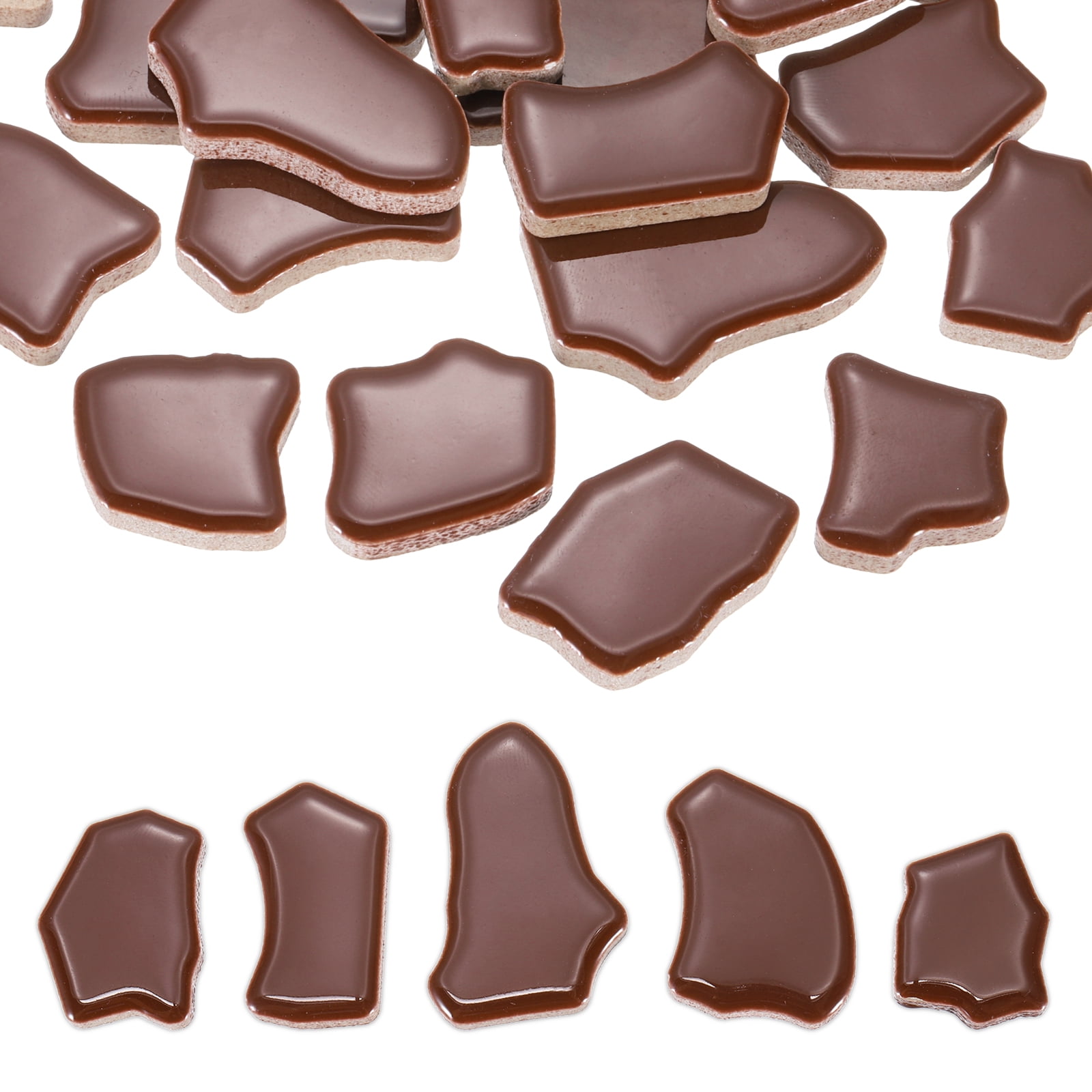 Uxcell 500g/1.1LB Irregular Ceramics Mosaic Tiles, 0.79"-1.57" Mosaic Stained Tile Broken Porcelain Pieces Stones Bulk for DIY Craft Making Vases Home Decoration, Brown