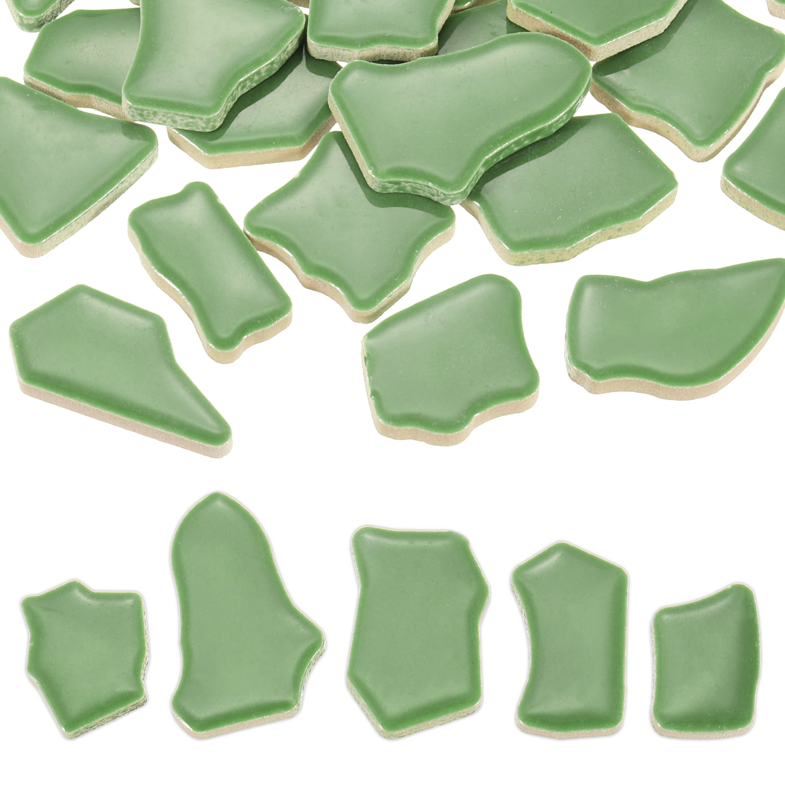 Uxcell 500g/1.1LB Irregular Ceramics Mosaic Tiles, 0.79"-1.57" Mosaic Stained Tile Broken Porcelain Pieces Stones Bulk for DIY Craft Making Vases Home Decoration, Green