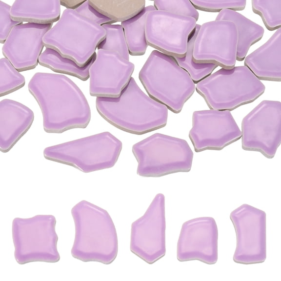 Uxcell 500g/1.1LB Irregular Ceramics Mosaic Tiles, 0.79"-1.57" Mosaic Stained Tile Broken Porcelain Pieces Stones Bulk for DIY Craft Making Vases Home Decoration, Light Purple