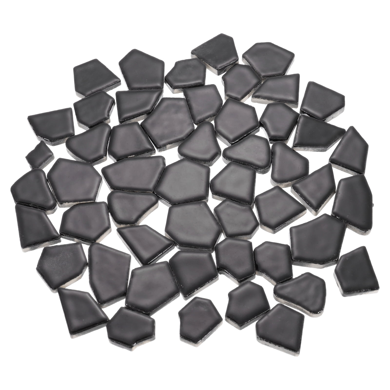 Uxcell 500g Irregular Ceramic Mosaic Tiles, 2.3 - 4.2 cm Stained Pieces, DIY Art Crafts, Black