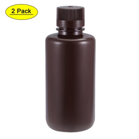 Uxcell 500ml/16.9oz Plastic Small Mouth Lab Reagent Bottle Brown 2 Count