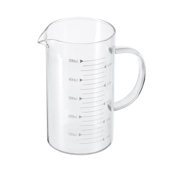 Uxcell 500ml Glass Measuring Cup, 3.3 Borosilicate Glass Graduated White Printed Scale