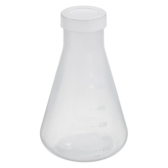 Uxcell 500ml Plastic Erlenmeyer Flask with Screw Caps, 1 Pack Narrow Mouth Conical Flask for Laboratory, Clear