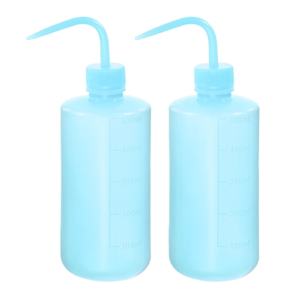 Uxcell 500ml Plastic Water Irrigation Spout Squeeze Washing Bottle, Blue 2 Pack