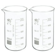 Uxcell 500ml Tall Form Glass Beaker 3.3 Borosilicate Graduated Lab Measuring Cups 2 Pack