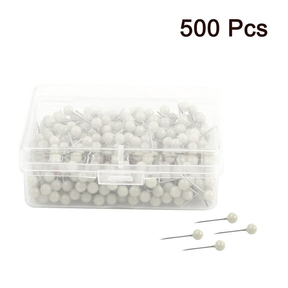 Uxcell 500pcs 1/8" Push Pins Round Head Thumb Tacks for Home Office Cork Boards Map Note Picture Hanging White
