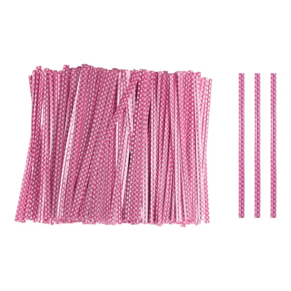 Uxcell 500pcs Bag Twist Ties 4" Reusable Plastic Twist Ties Wire Cable Ties for Party Bread, Light Pink