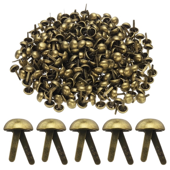 Uxcell 500pcs Brads Paper Fasteners, 10mm x 17mm Metal Paper Crafts Brads, Small Round Brass Split Pins, Bronze