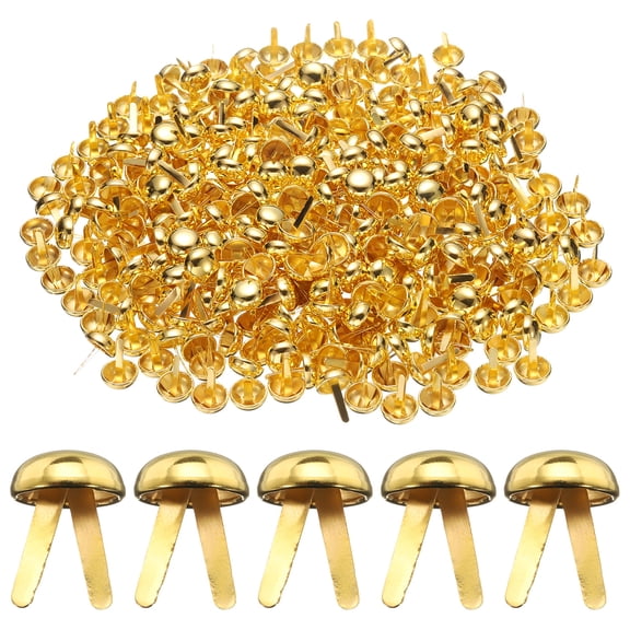 Uxcell 500pcs Brads Paper Fasteners, 15mm x 22mm Metal Paper Crafts Brads, Small Round Brass Split Pins, Gold