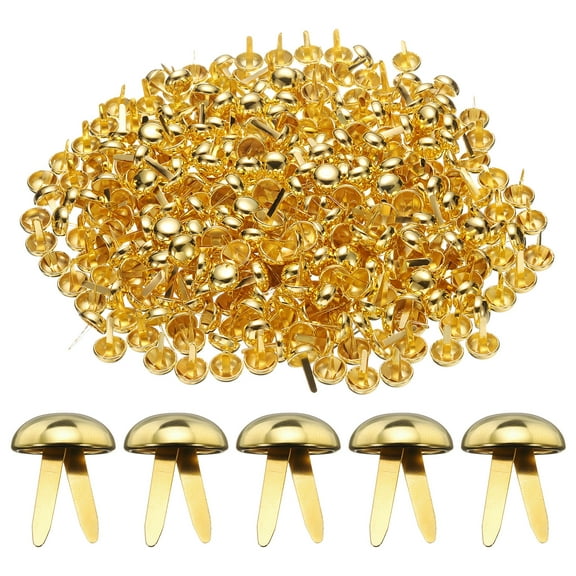 Uxcell 500pcs Brads Paper Fasteners, 18mm x 24mm Metal Paper Crafts Brads, Small Round Brass Split Pins, Gold