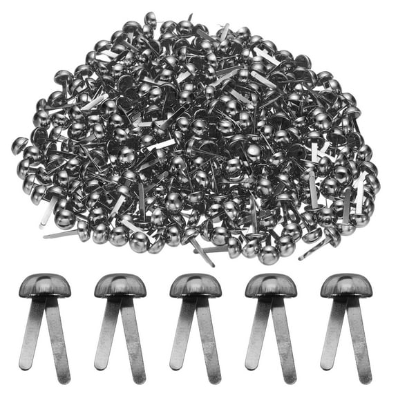 Uxcell 500pcs Brads Paper Fasteners, 8mm x 17mm Metal Paper Crafts Brads, Small Round Brass Split Pins, Gunmetal
