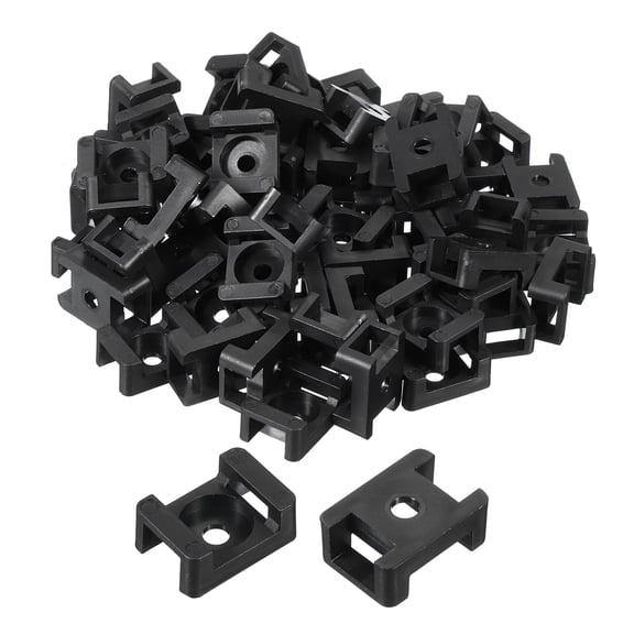 Uxcell 500pcs Cable Tie Base Saddle Type Mount Wire Holder, 0.88"x0.63"x0.35" Wire Clips Organizer Clamp Black 0.17"Dia
