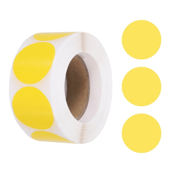 Uxcell 500pcs Yellow Round Stickers Roll 1 Inch Self-Adhesive Stickers for DIY Crafts