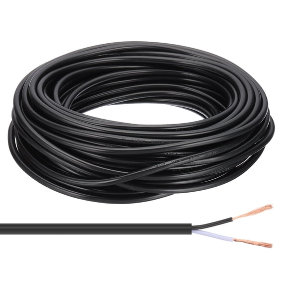 Uxcell 50Ft 18/2 Covered Wire, 300V SVT Round Lamp Cord Insulated Heat Resistant Electronical Flexible Cable, Black