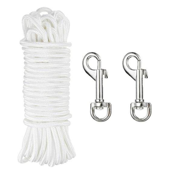 Uxcell 50Ft Flag Rope Nylon Rope 1/4" Diameter Flagpole Rope Diamond Braided Nylon Flagpole Line Rope for Outdoor, Flag, Swing, Clothesline, Camping White