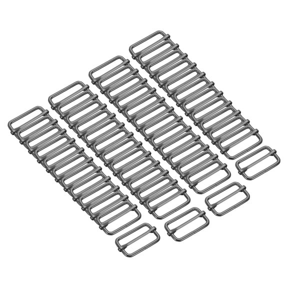 50PCS Metal Slide Adjustable Buckle 1 1/2" Adjuster Webbing Strap Slider for Belt Bags Backpack Replacement Grey