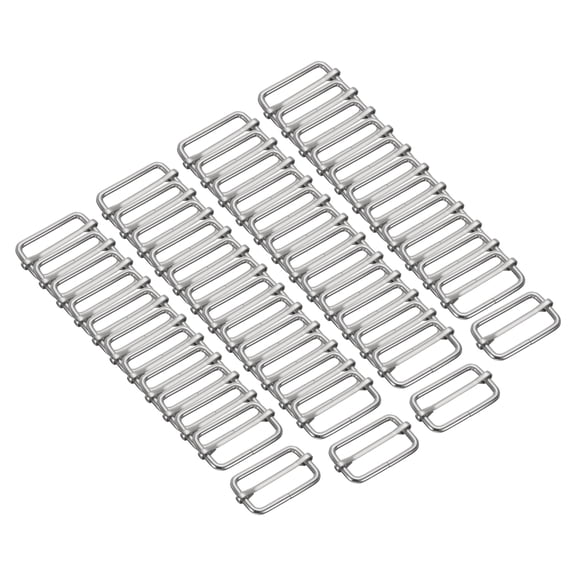 50PCS Metal Slide Adjustable Buckle 1 1/2" Adjuster Webbing Strap Slider for Belt Bags Backpack Replacement Silver