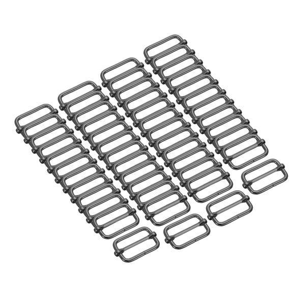 50PCS Metal Slide Adjustable Buckle 1 2/7" Adjuster Webbing Strap Slider for Belt Bags Backpack Replacement Grey