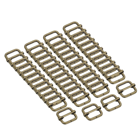 50PCS Metal Slide Adjustable Buckle 4/5" Adjuster Webbing Strap Slider for Belt Bags Backpack Replacement Bronze