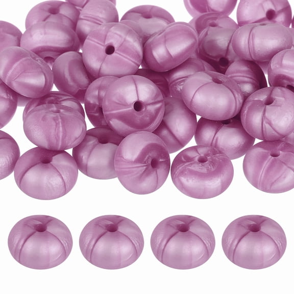 Uxcell 50Pack 14mm Silicone Lentil Beads, Rubber Abacus Focal Bead Loose Bulk Beads for DIY (Metallic Purple)