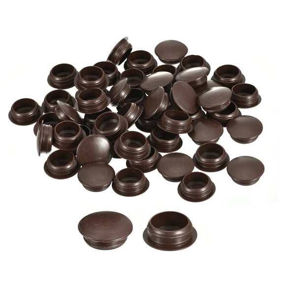 Uxcell 50Pack 16mm(5/8") Dia Plastic Screw Hole Plugs Thread Type Covers, Dark Brown