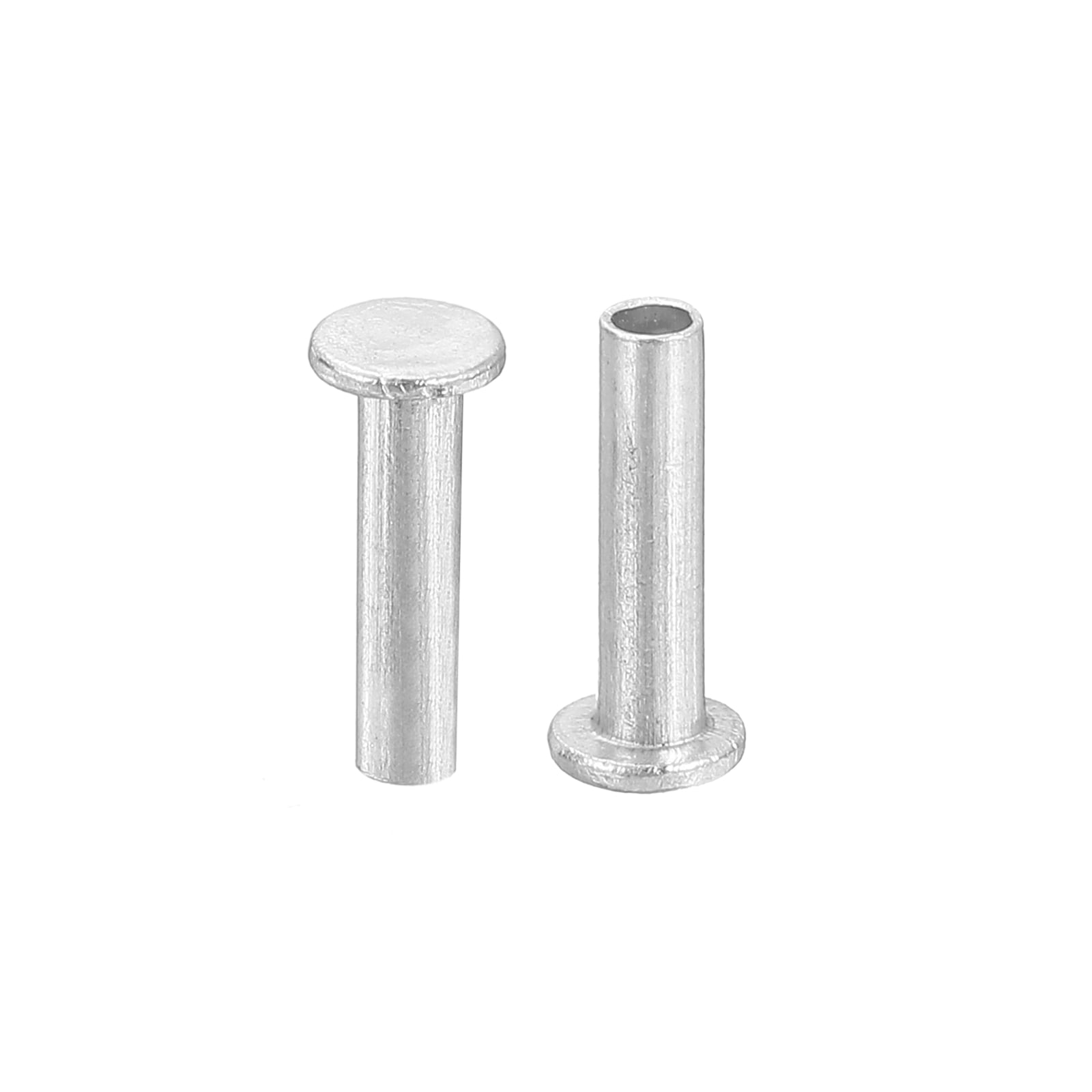 Uxcell 50Pack 2.5mm x 10mm Aluminum Flat Head Semi Tubular Rivets ...