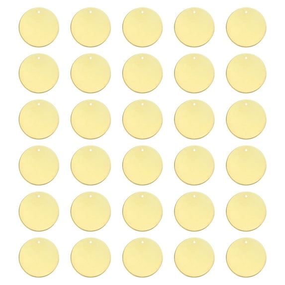Uxcell 50Pack 25mm Blank Round Solid Brass Tags with Hole Stamping Tag for DIY Projects