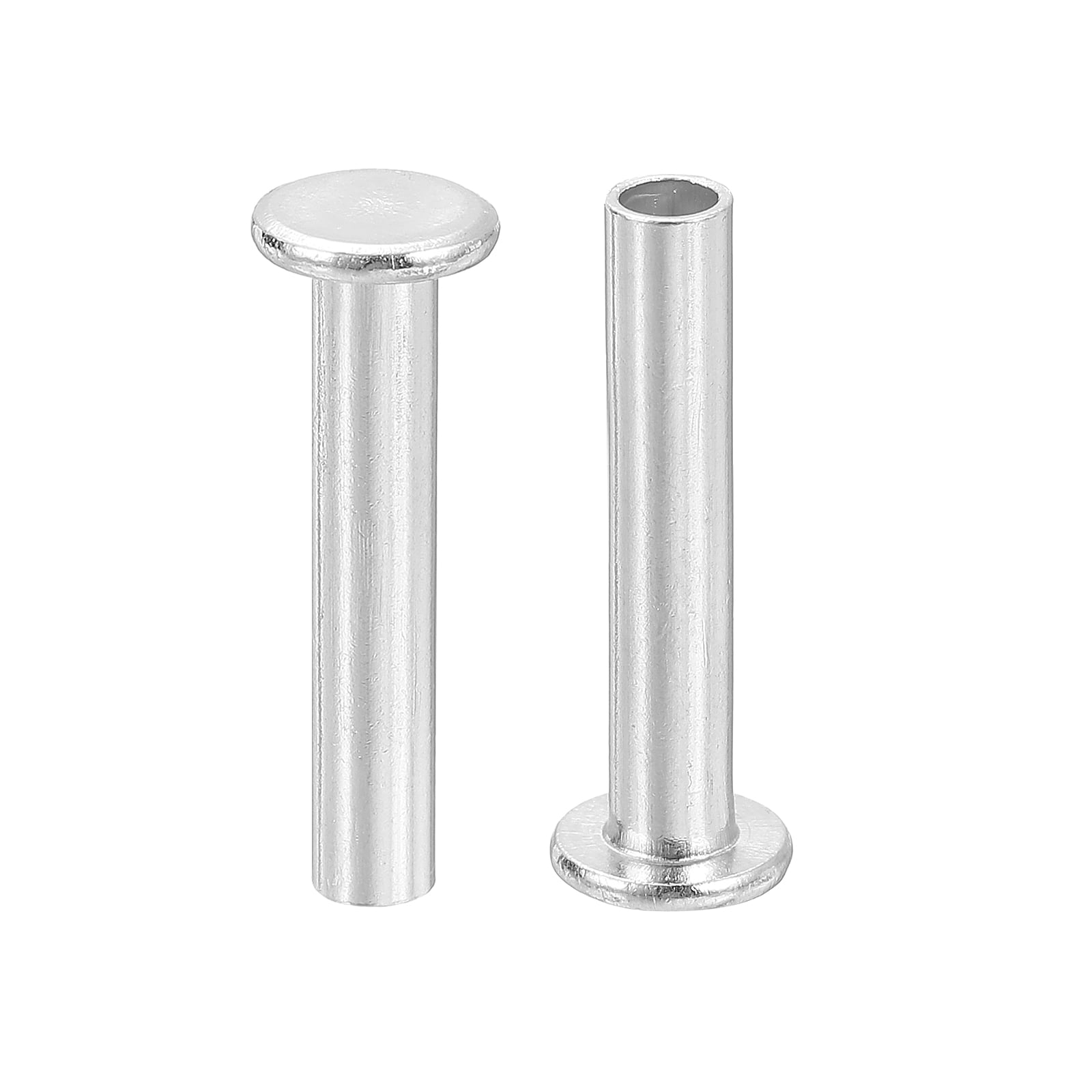 Uxcell 50Pack 4mm x 20mm Aluminum Flat Head Semi Tubular Rivets Silver ...