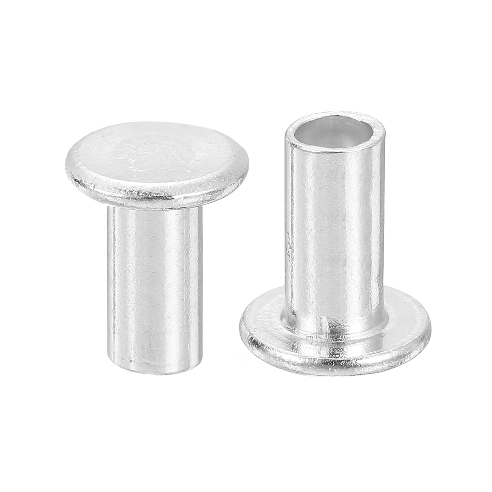 Uxcell 50Pack 6mm x 12mm Aluminum Flat Head Semi Tubular Rivets Silver