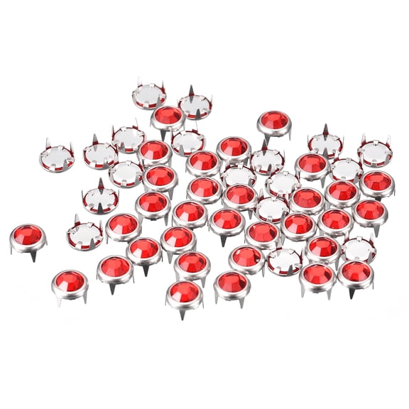 Uxcell 50Pack 8mm Rhinestone Stud Refills Embellishment Decorative Rivets Red