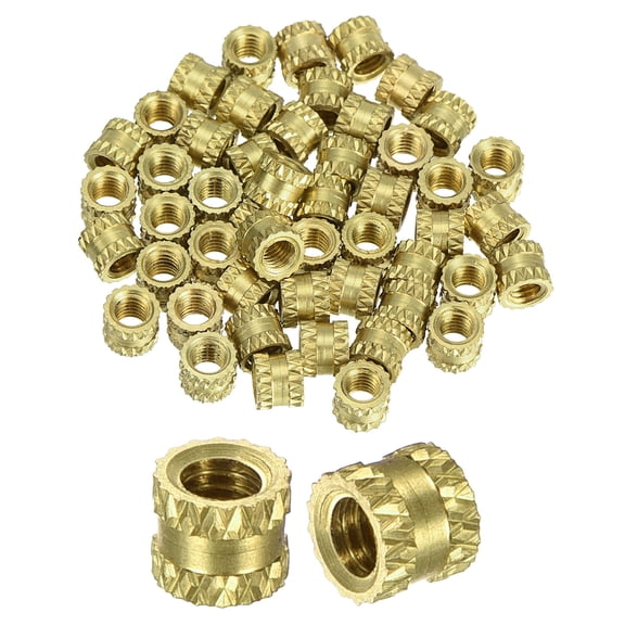 Uxcell 50Pack Knurled Insert Nuts, M3x3.7mm(L)x4.5mm(OD) Brass Female Threaded Inserts Heat Set Insert for 3D Printing