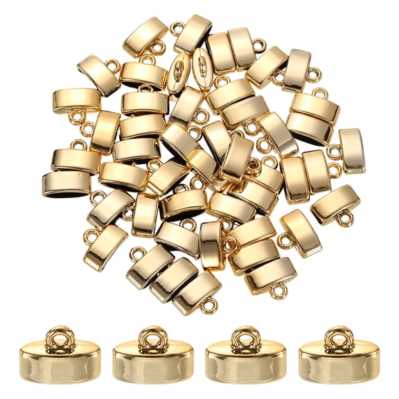 Uxcell 50Pack Leather Cord End Caps, 12mm ID Flat Barrel Terminators, Gold