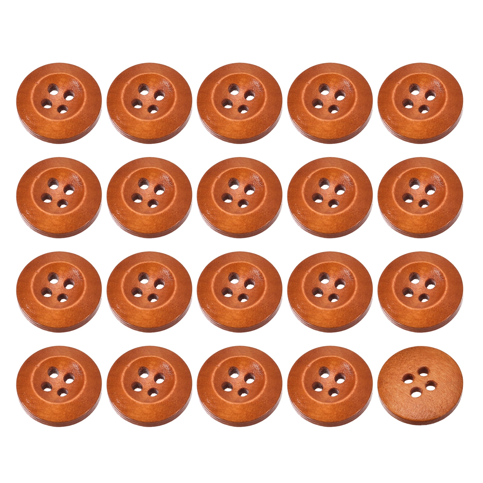 Uxcell 50Pack Wooden Buttons 23mm 4 Hole Round Wood Sewing Button Craft ...