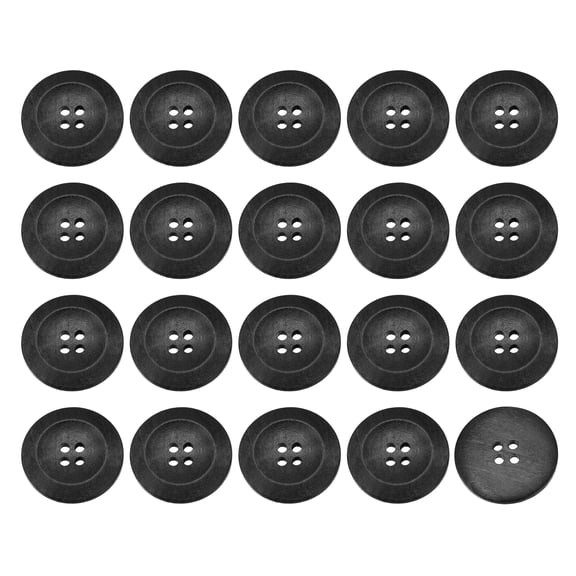 Uxcell 50Pack Wooden Buttons 35mm 4 Hole Round Wood Sewing Button Craft, Black