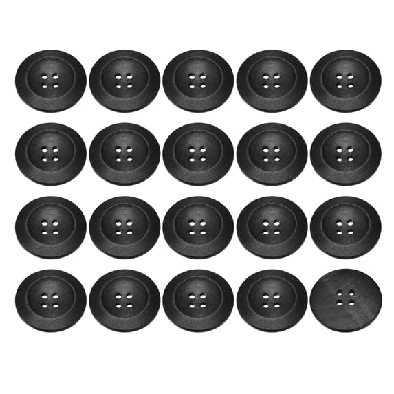 Uxcell 50Pack Wooden Buttons 38mm 4 Hole Round Wood Sewing Button Craft, Black