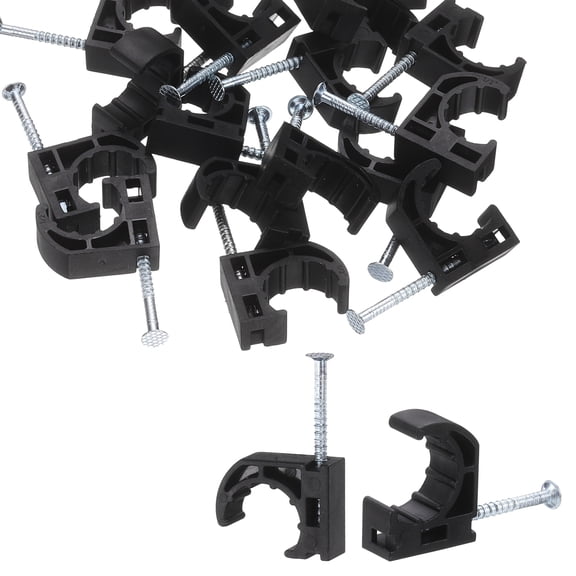 Uxcell 50Pcs 1/2 Inch Half Clamps J-Hook with Nails J Clamps Cable Clips for 1/2 Inch Tubing Pipe PEX CPVC Pipe Tubing Connection